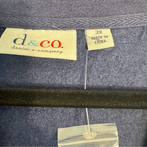 NWOT. Denim & Co. women's 3X navy blue long sleeve button v-neck sweater blazer - Picture 6 of 14